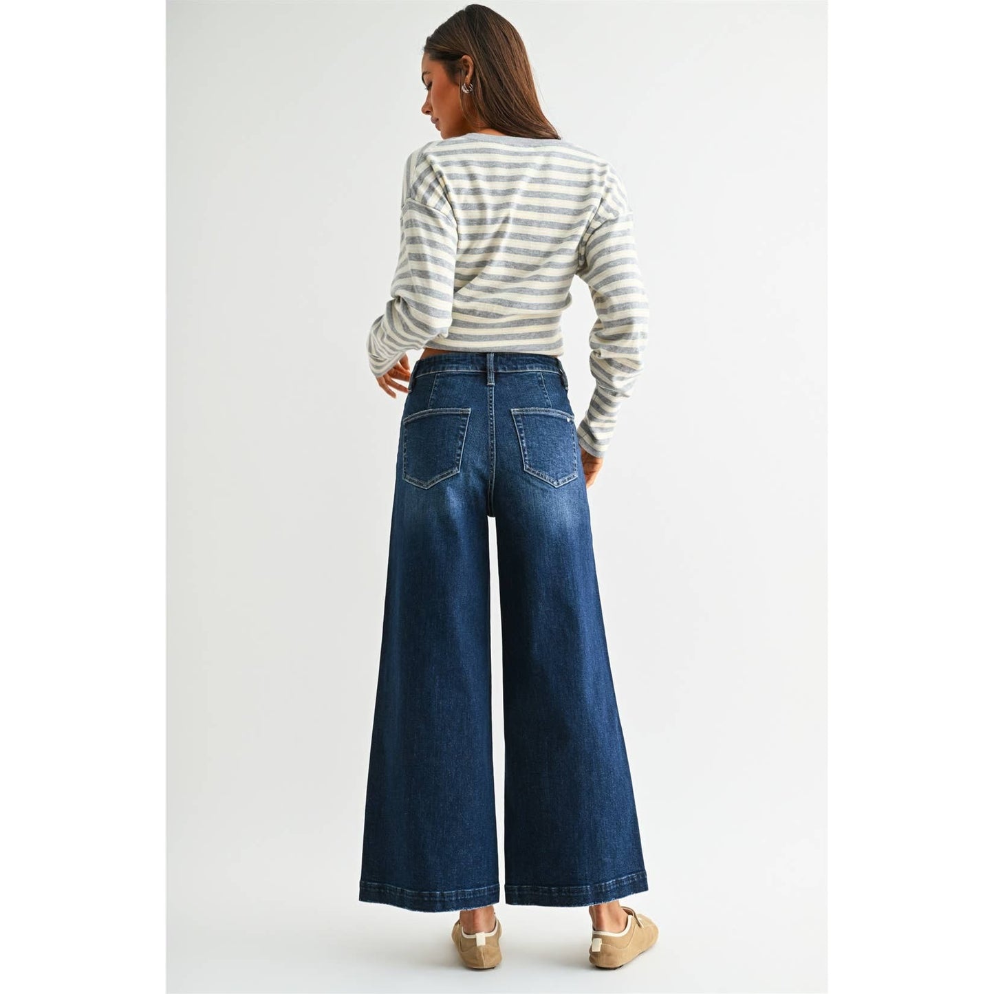 Jackie -HR Ankle Wide Leg w/ Patch Pocket