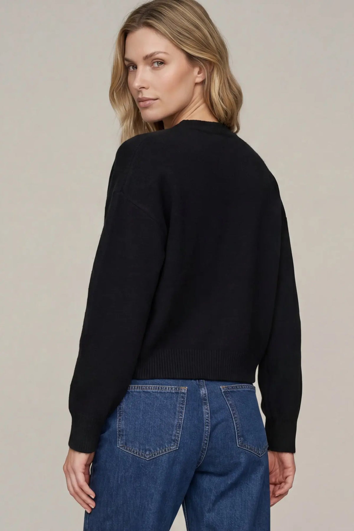 Classy Button Sweater: Black