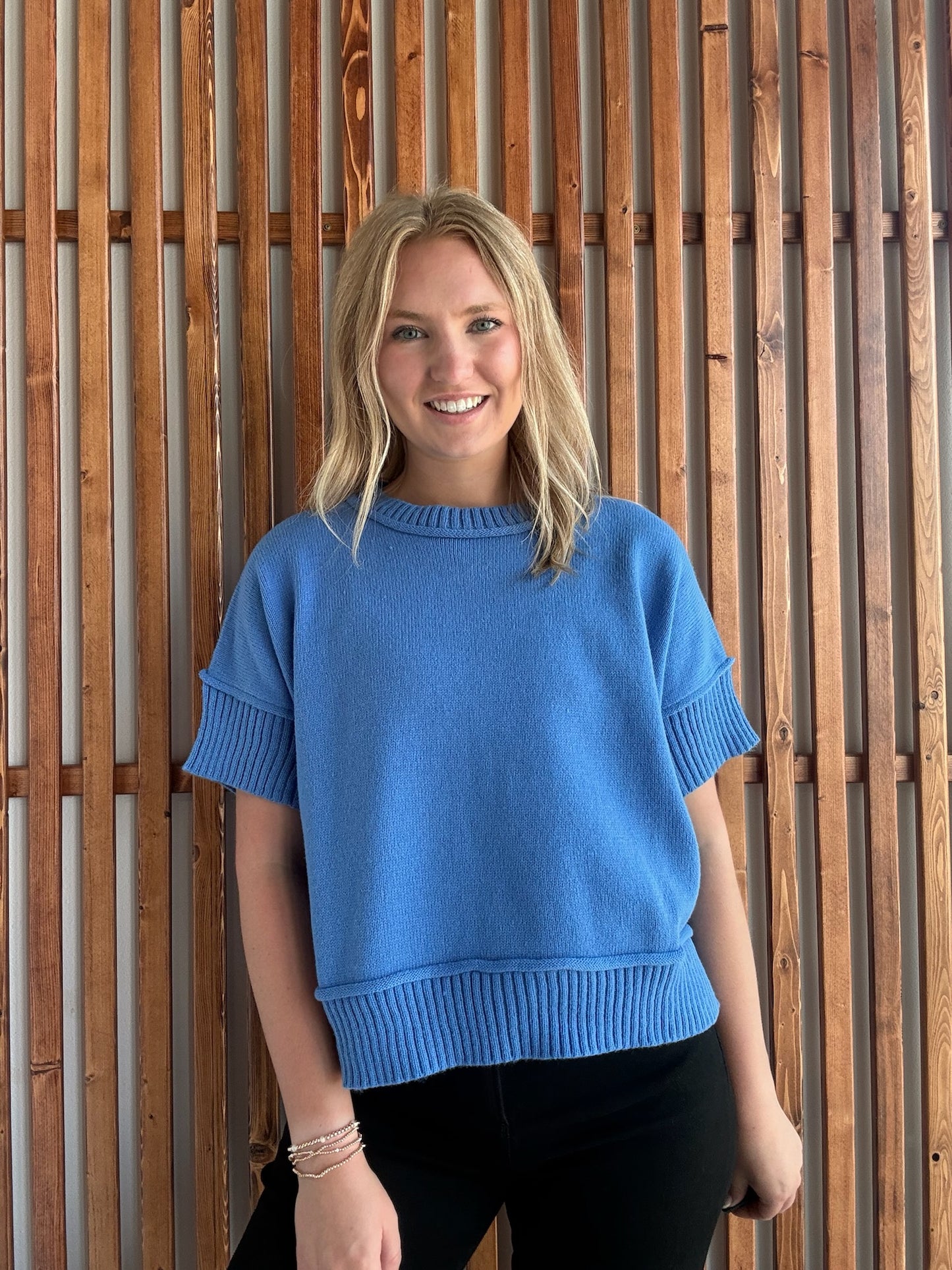 Sky Blue Drop Shoulder Sweater