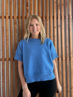 Sky Blue Drop Shoulder Sweater