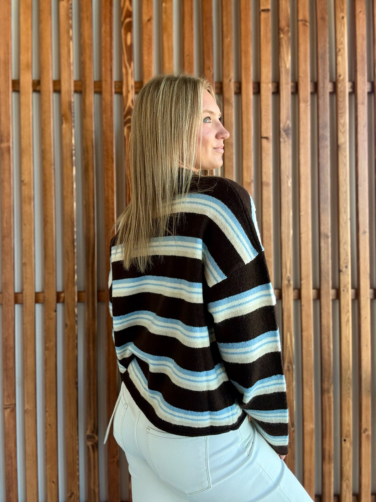 Baby Blue & Chocolate Stripe Sweater