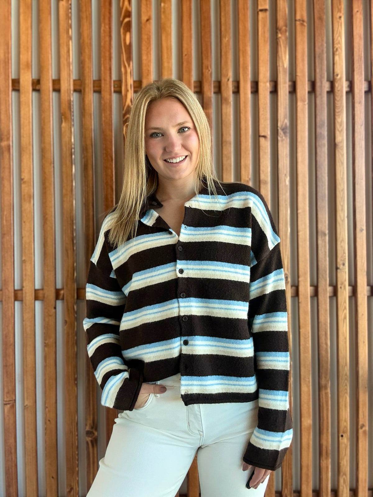 Baby Blue & Chocolate Stripe Sweater