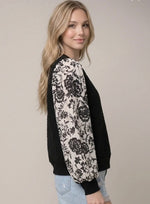 Quilted top with Floral Sleeves