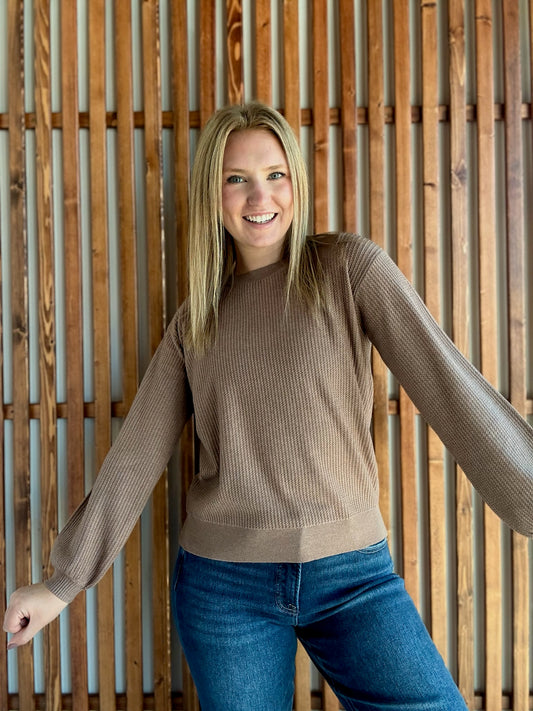 Lightweight Ribbed Sweater: Mocha