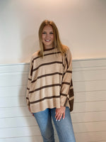 Beige/Brown Striped Loose Sweater