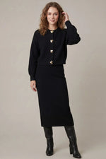 Classy Button Sweater: Black