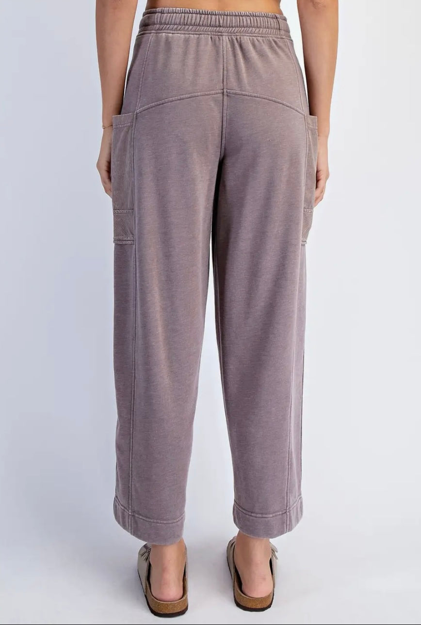 Terry Contrast Pocket Pant: Mocha