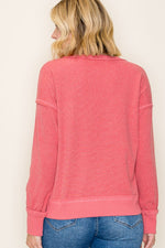 Exposed Stitching Brushed Top - Light Rust