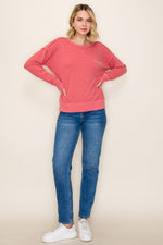 Exposed Stitching Brushed Top - Light Rust