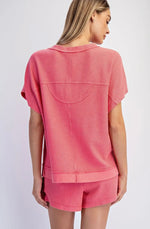 Honey Comb Short Sleeve: Strawberry