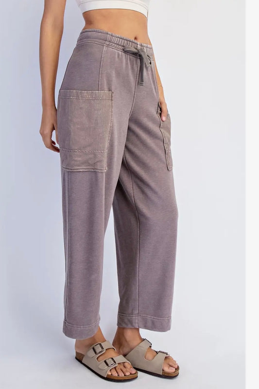 Terry Contrast Pocket Pant: Mocha
