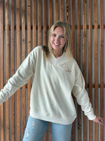 Floral Iowa V NeckSweatshirt: Cream
