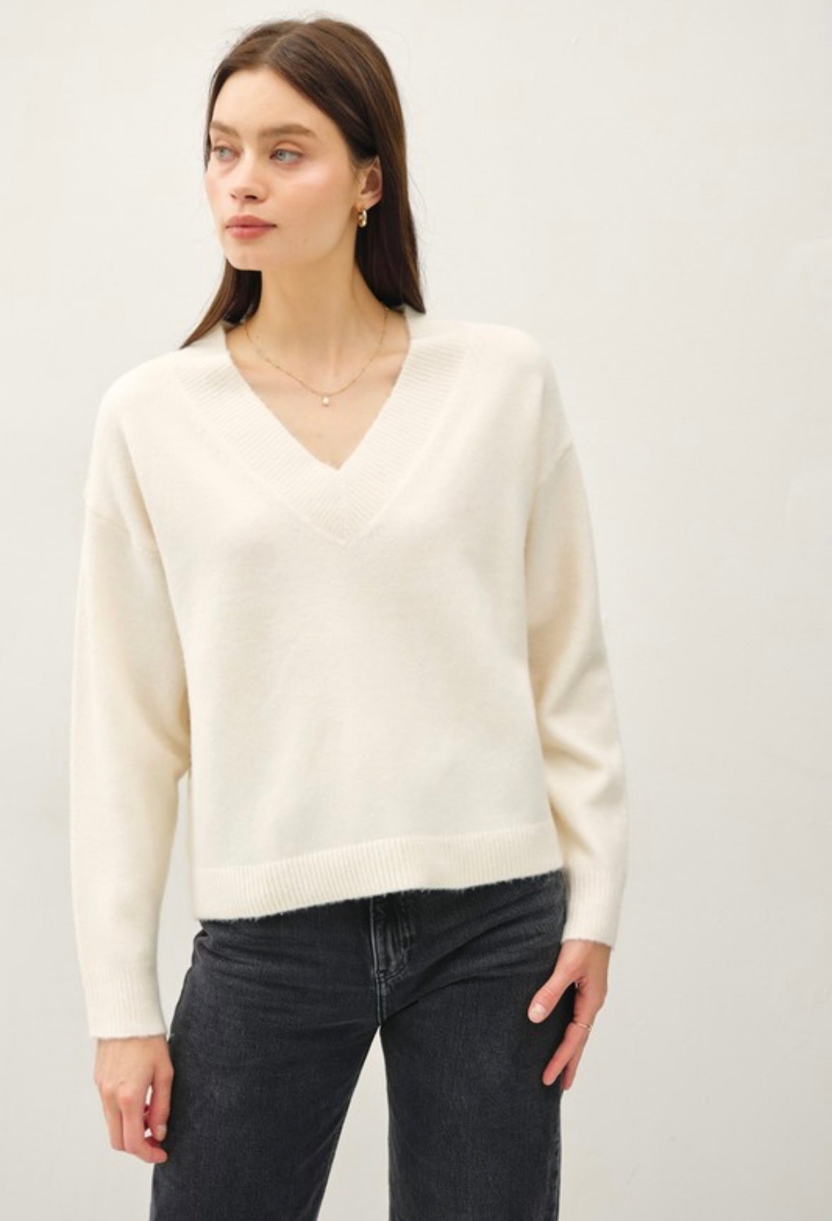 Boxy Cut Oversized V-Neck Sweater