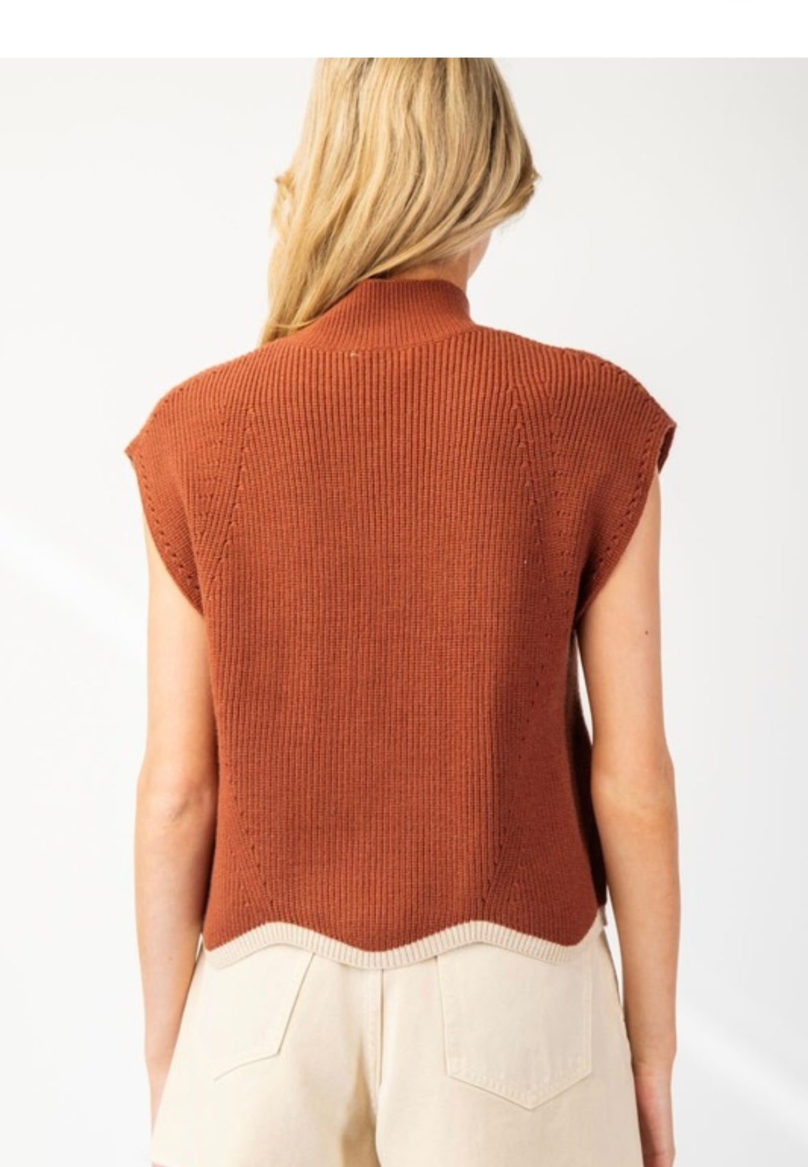 Mock Neck Short Sleeve Sweater