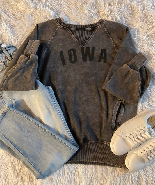 Black IOWA Distressed - Mineral Washed