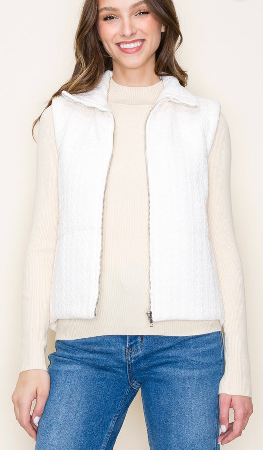 Cable Textured Vest - Cream