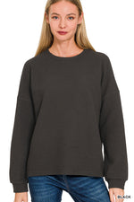 Double Knit Round Neck Long Sleeve - Black