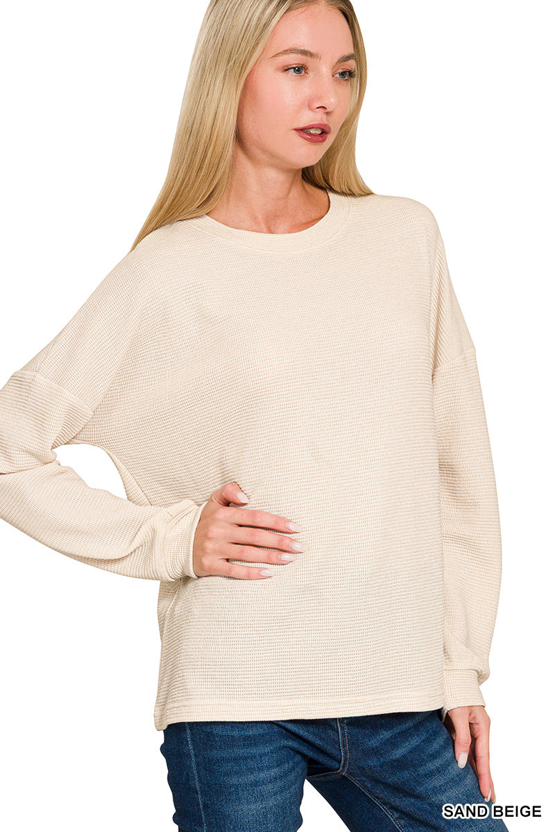Double Knit Round Neck Long Sleeve - Sand Beige