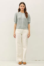 Chunky Puff Short Sleeve Sweater - Seafoam