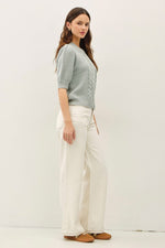 Chunky Puff Short Sleeve Sweater - Seafoam