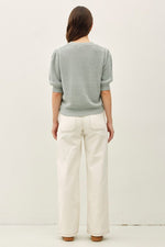 Chunky Puff Short Sleeve Sweater - Seafoam
