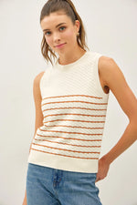 Modern Striped Texture Knit Tank Sweater - Terracotta