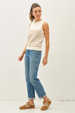 Modern Striped Texture Knit Tank Sweater - Terracotta