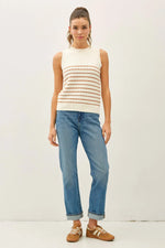 Modern Striped Texture Knit Tank Sweater - Terracotta