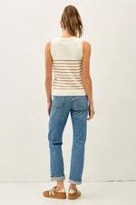 Modern Striped Texture Knit Tank Sweater - Terracotta