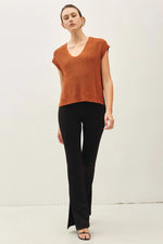 Lightweight Dolman Sleeve V-Neck Sweater - Rust