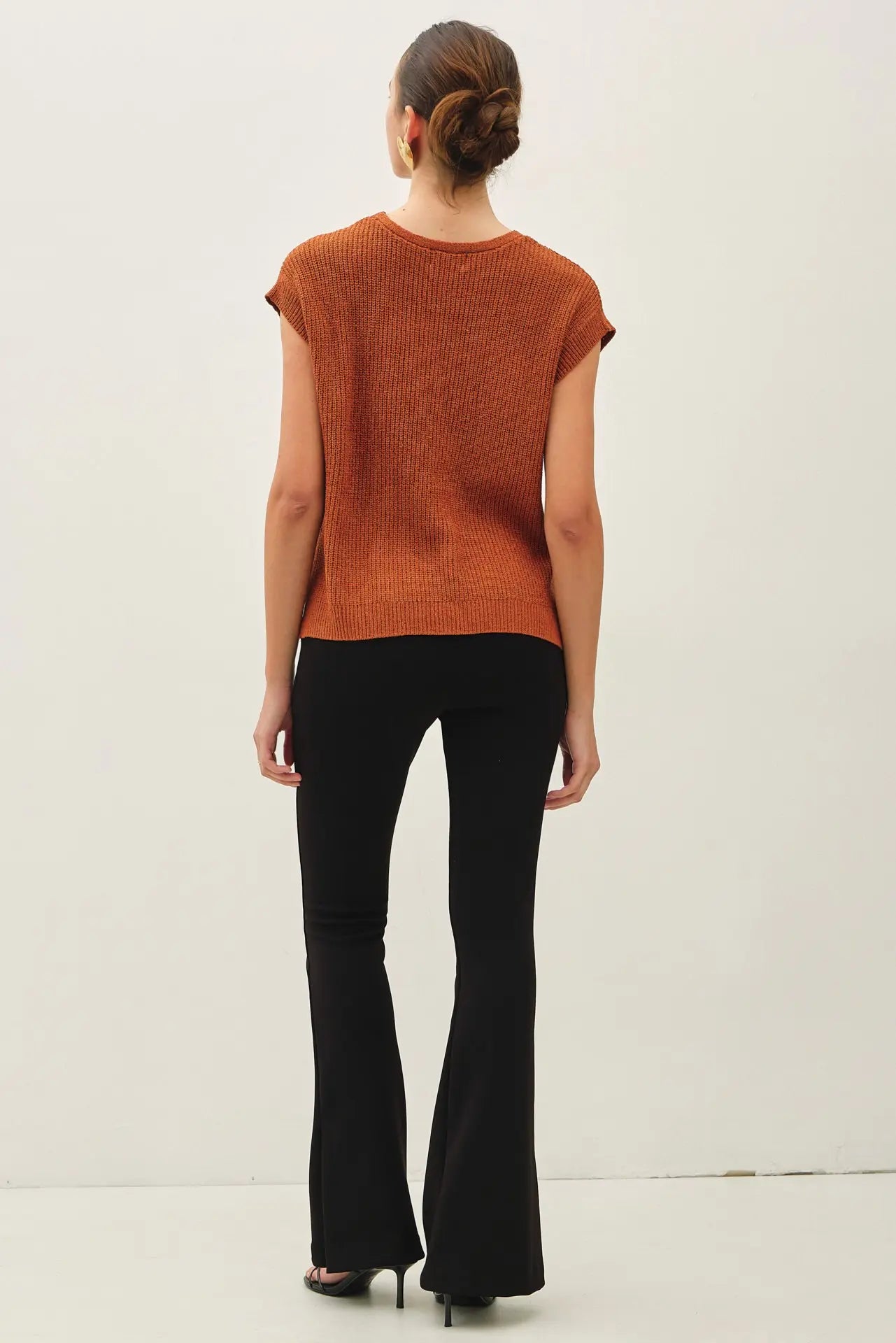 Lightweight Dolman Sleeve V-Neck Sweater - Rust