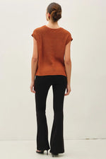 Lightweight Dolman Sleeve V-Neck Sweater - Rust
