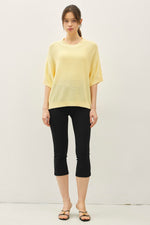 Oversized Raw Edge Sweater Top - Yellow