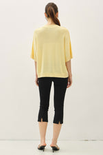 Oversized Raw Edge Sweater Top - Yellow