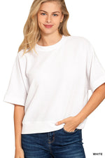 Double Knit Banded Bottom Short Sleeve - White