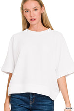 Double Knit Banded Bottom Short Sleeve - White