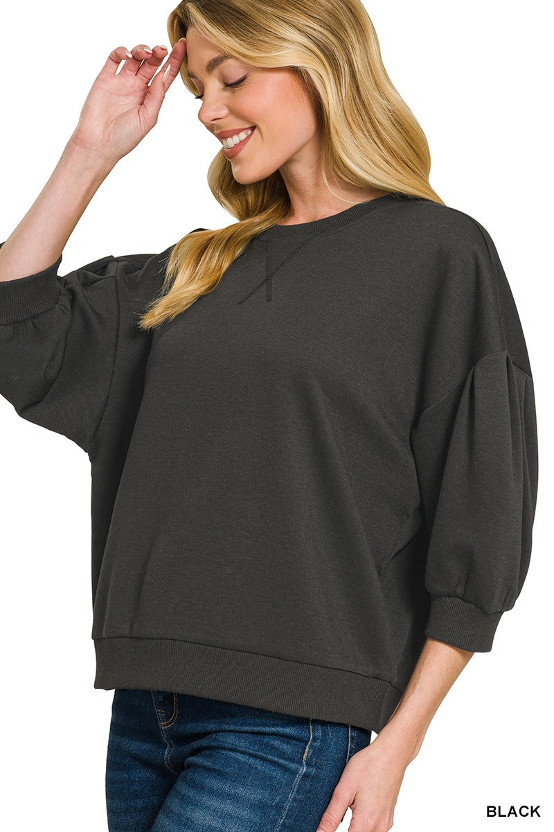 Scuba Dolman Sleeve Pullover - Black