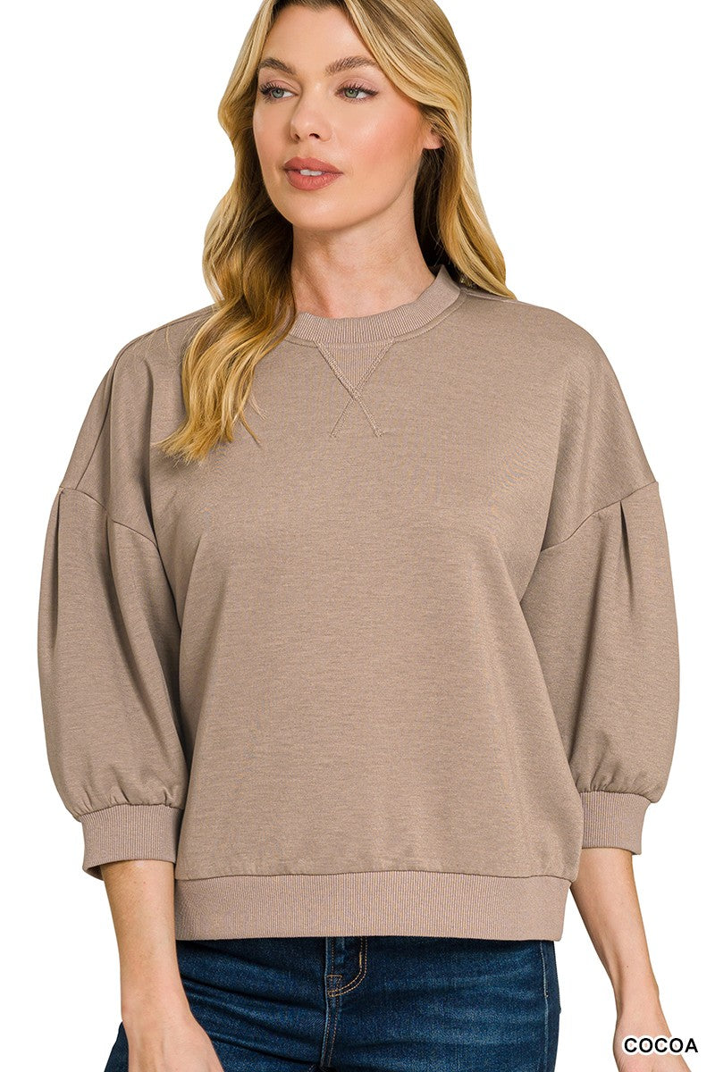 Scuba Dolman Sleeve Pullover - Cocoa