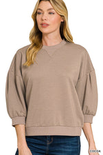 Scuba Dolman Sleeve Pullover - Cocoa