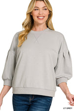 Scuba Dolman Sleeve Pullover - Light Grey