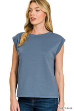 Scuba Sleeveless Top - Dusty Blue