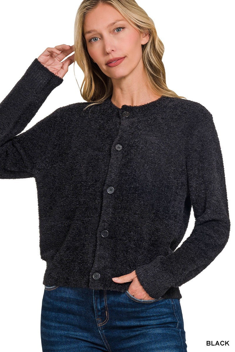 Five Button Sweater Cardigan - Black