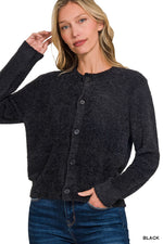 Five Button Sweater Cardigan - Black