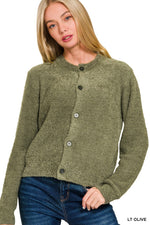 Five Button Sweater Cardigan - Light Olive