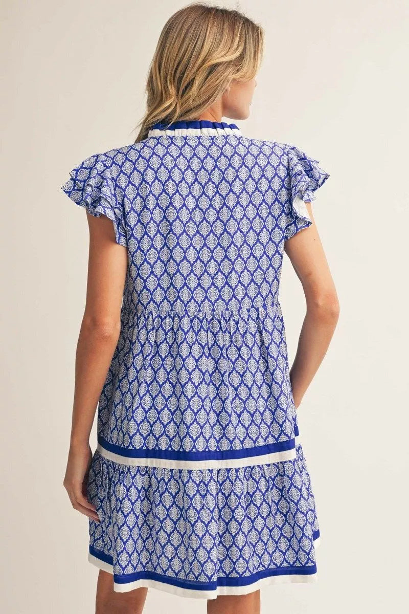Royal Ruffle Print Dress