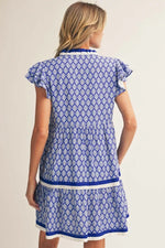 Royal Ruffle Print Dress