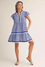 Royal Ruffle Print Dress