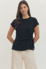 Black Cap Sleeve with Tie Waist