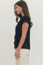 Black Cap Sleeve with Tie Waist