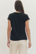 Black Cap Sleeve with Tie Waist